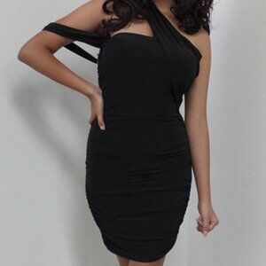 Women's Sexy One Shoulder Bodycon Sleeveless Mini Club/Party Dress - Black
